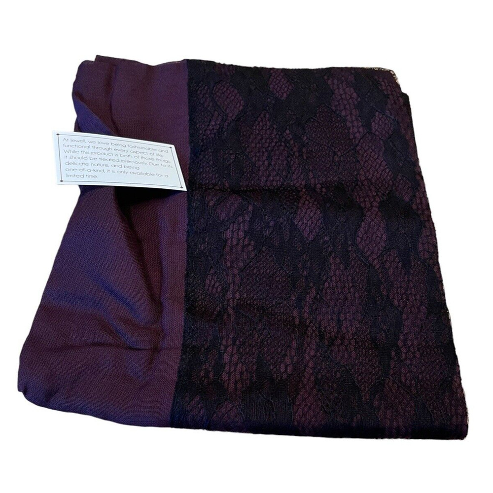 Thirty-One Jewell & Gems Midtown Infinity Scarf 31" long Purple Black Lace